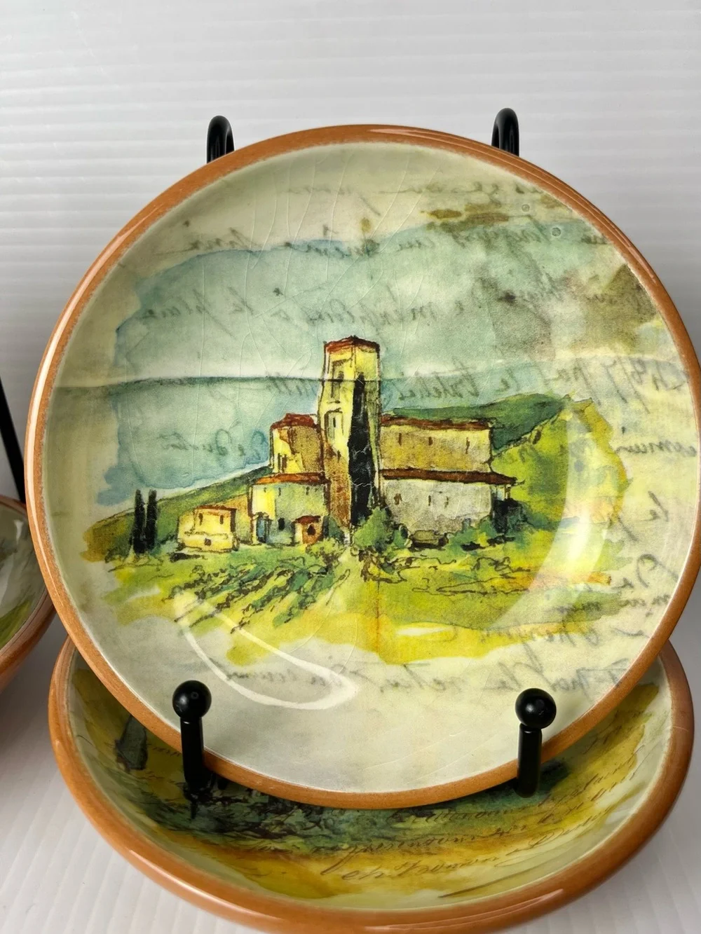 Williams-Sonoma Paysage bread Dipping dishes 4pc Tuscan Landscape By Marc Lacaze